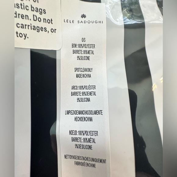 Lele Sadoughi Jane Bow Barret Black NWT - Picture 7 of 7